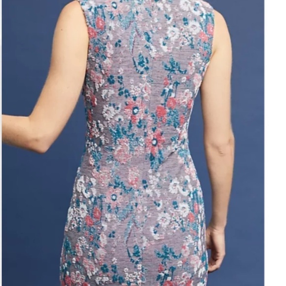 Anthropologie Maeve Floral Terry Cloth Sleeveless V-Neck Sheath Dress Size 2 - Picture 3 of 8